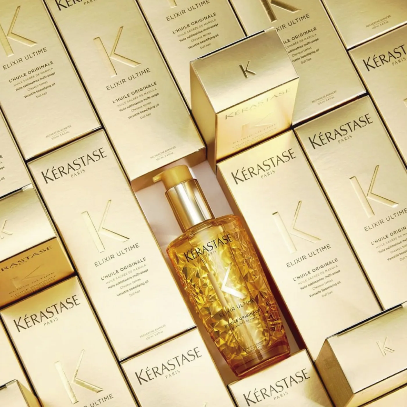 Cajas y frasco de Kérastase Elixir Ultime