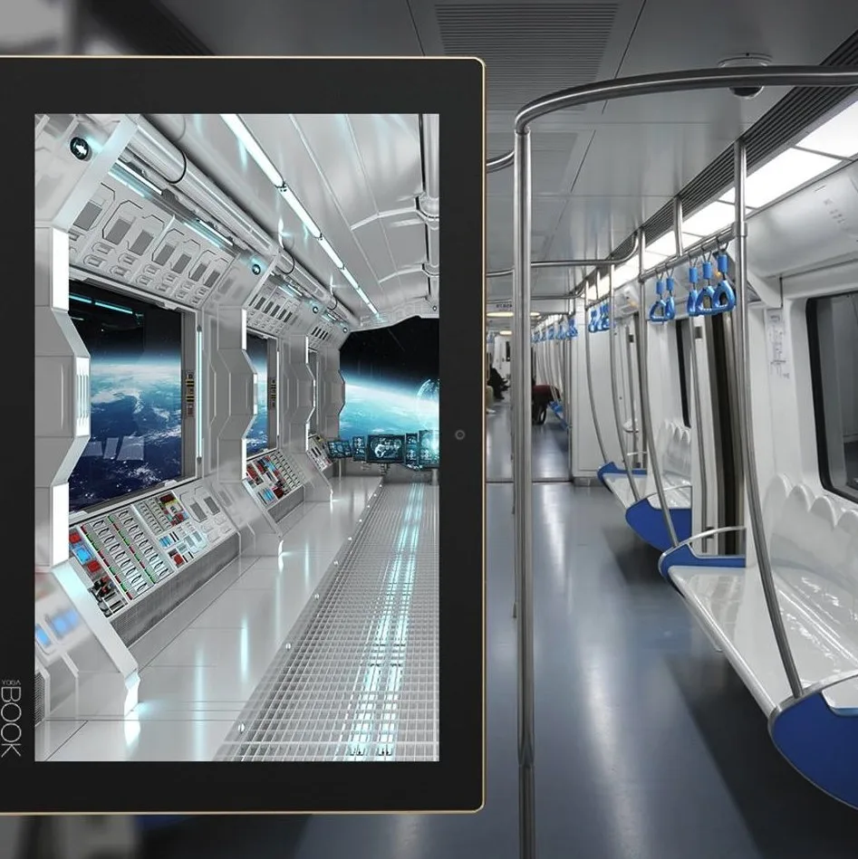 Lenovo Yoga Book piece on a subway car