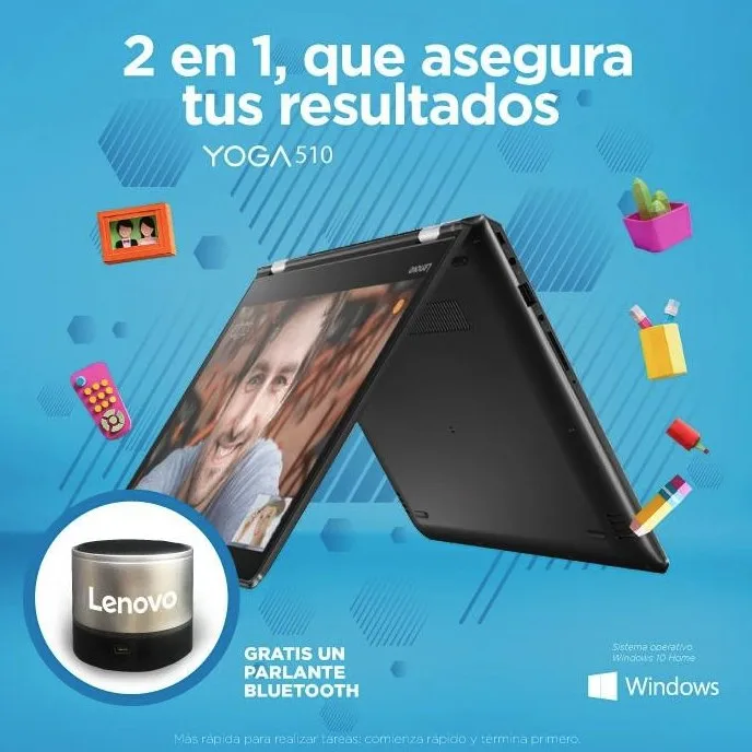 Lenovo Yoga 510 piece: “The 2-in-1 that secures your results” (Spanish copy)
