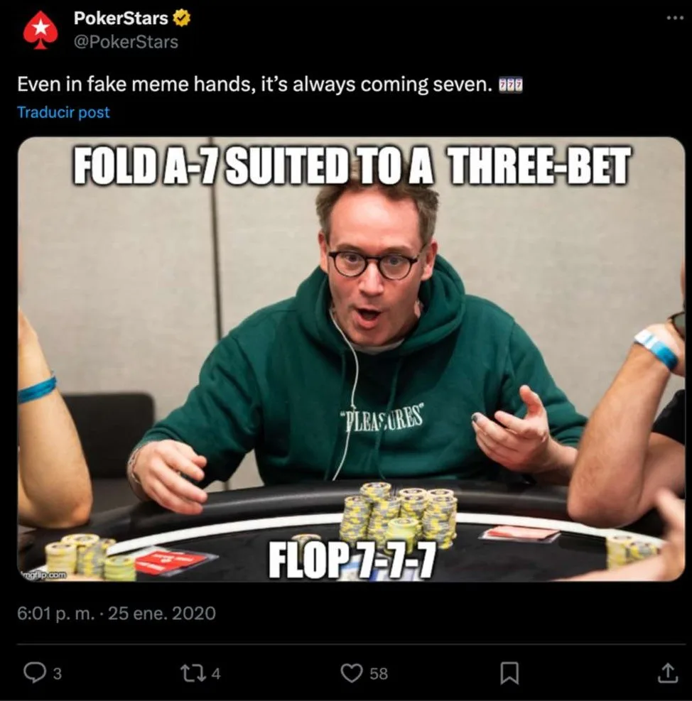 PokerStars post on X with a poker meme