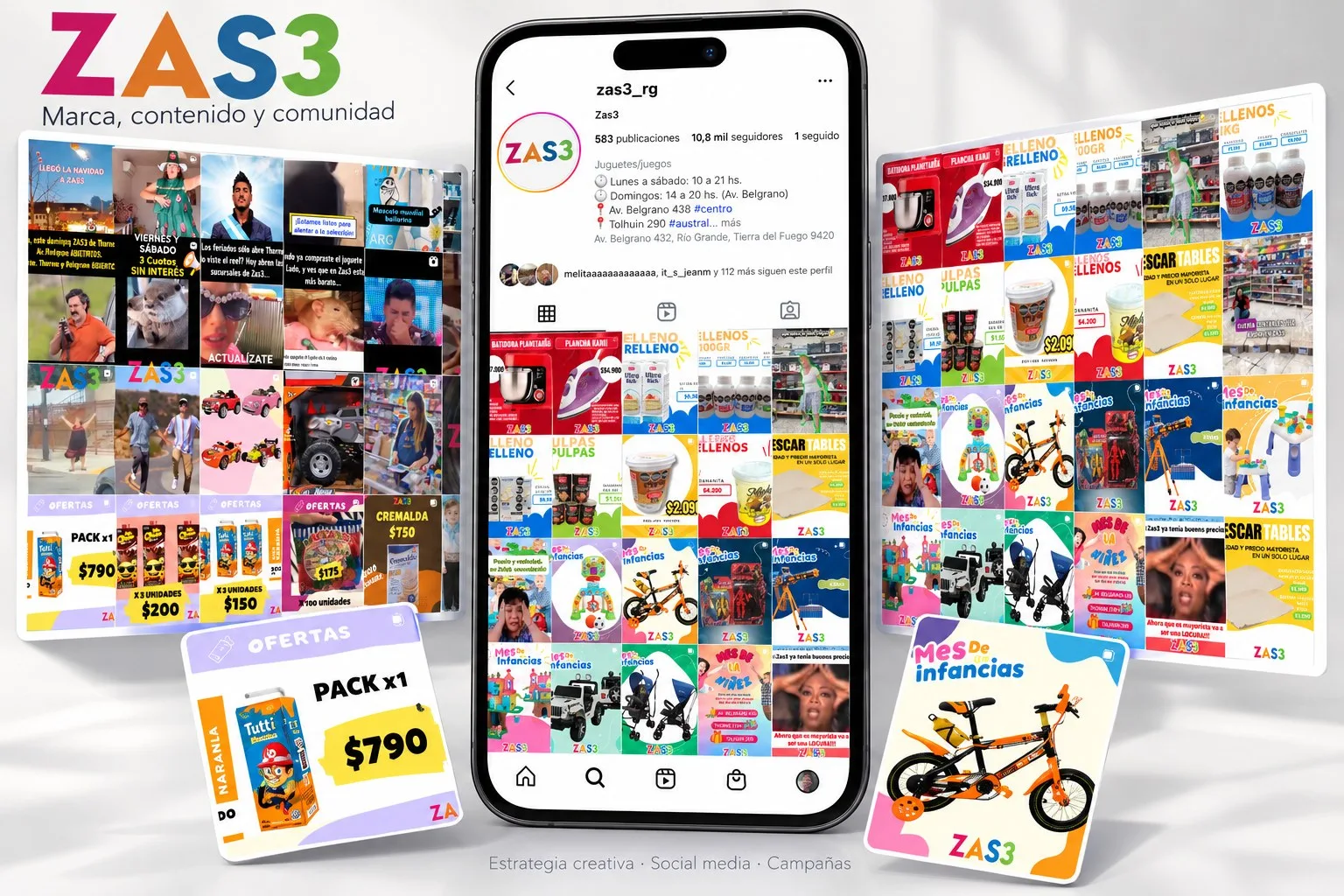 @zas3_rg Instagram profile and ZAS3 campaigns: sales, Children's Month and Christmas